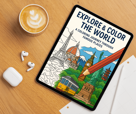 Explore & Color the World: A Coloring Journey Through Famous Places (eBook)